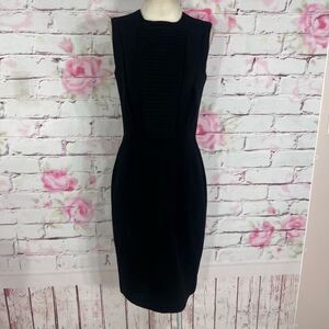 Kimberly Ovitz black panel front wool sleeveless sheath dress